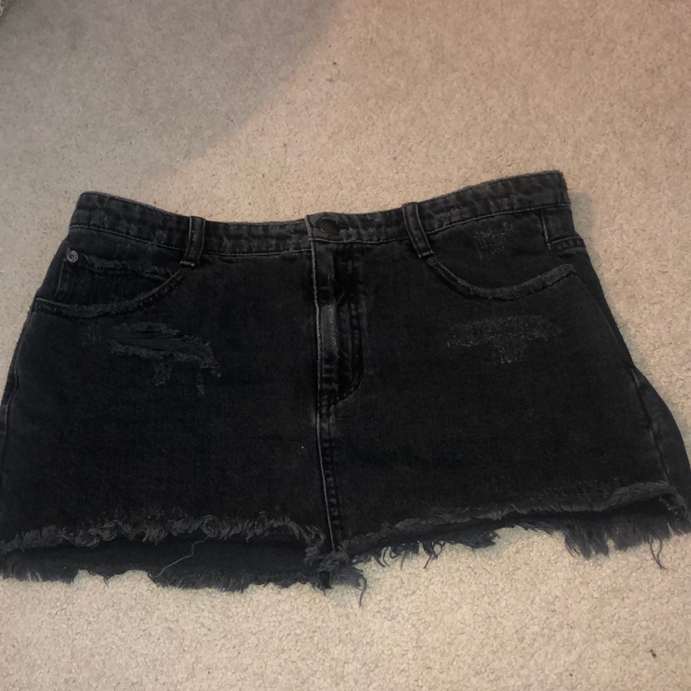 Free People Black Jean Mini Skirt
